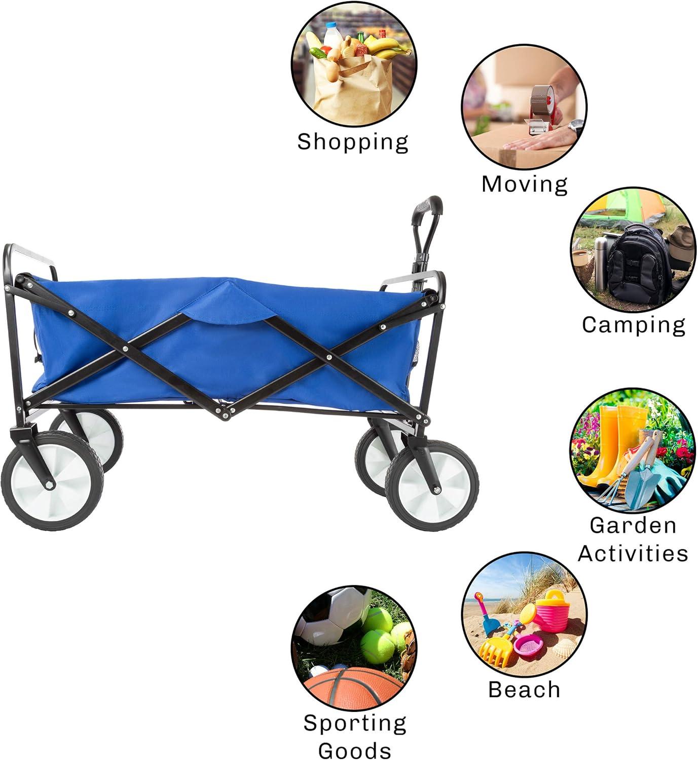 image:imageWakeman Outdoors Folding Wagon Collapsible AllTerrain Utility Pull Cart with Telescoping Handle for Camping Beach Sports or Grocery ShoppingSlim Wheels