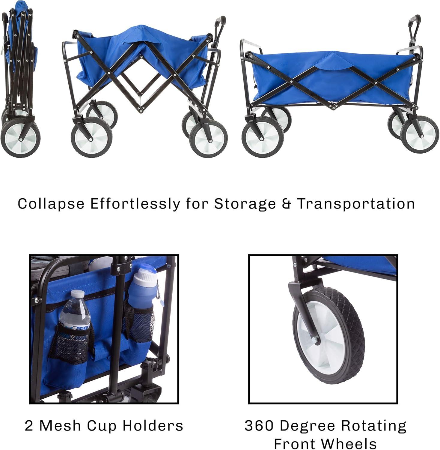 image:imageWakeman Outdoors Folding Wagon Collapsible AllTerrain Utility Pull Cart with Telescoping Handle for Camping Beach Sports or Grocery ShoppingSlim Wheels