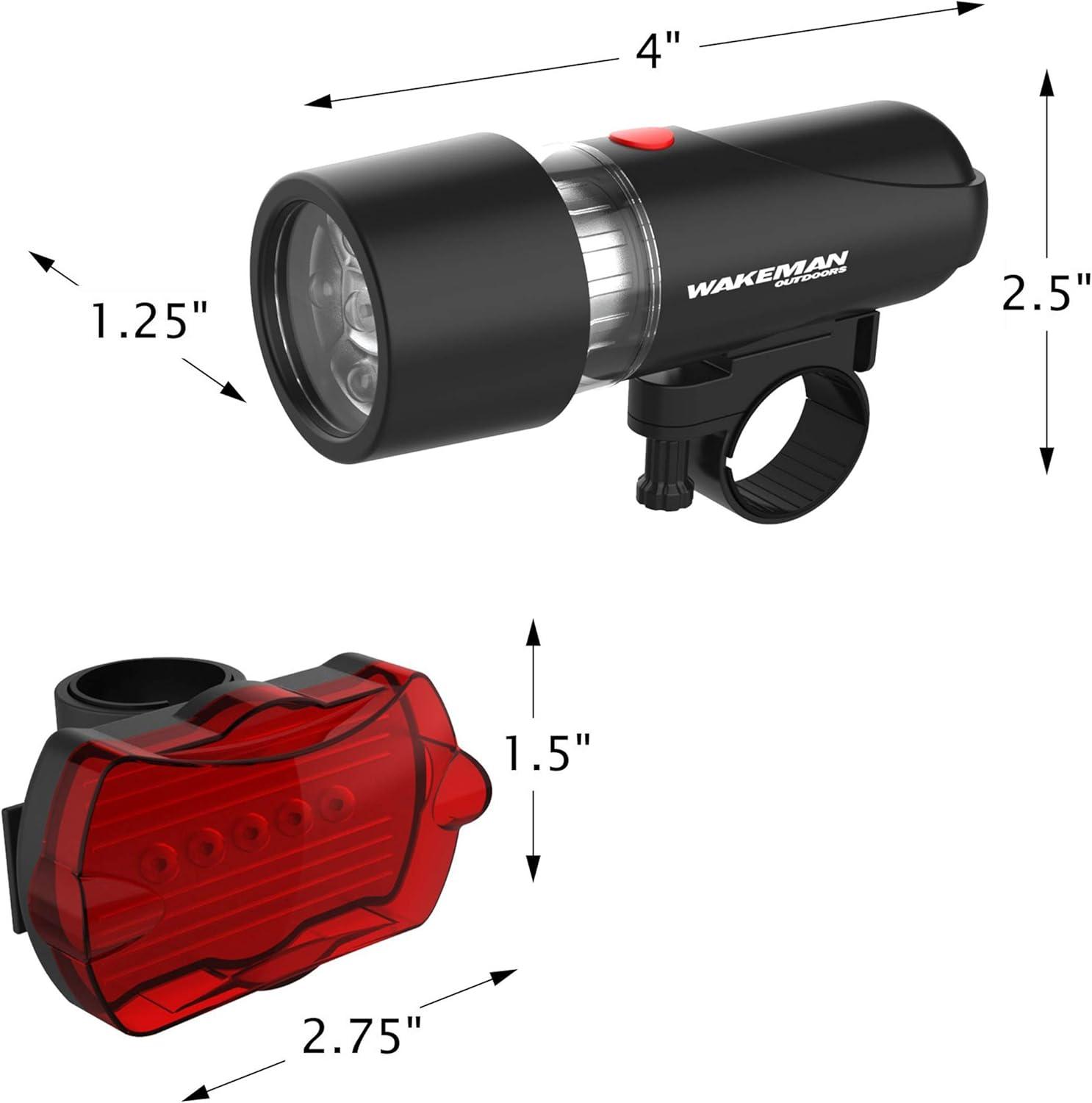 image:imageWakeman Outdoors LED Bicycle Lights Set Water Resistant Bike Front Headlight and Back Tail Light with 5 Flashing Red Light Modes for Biking Safety