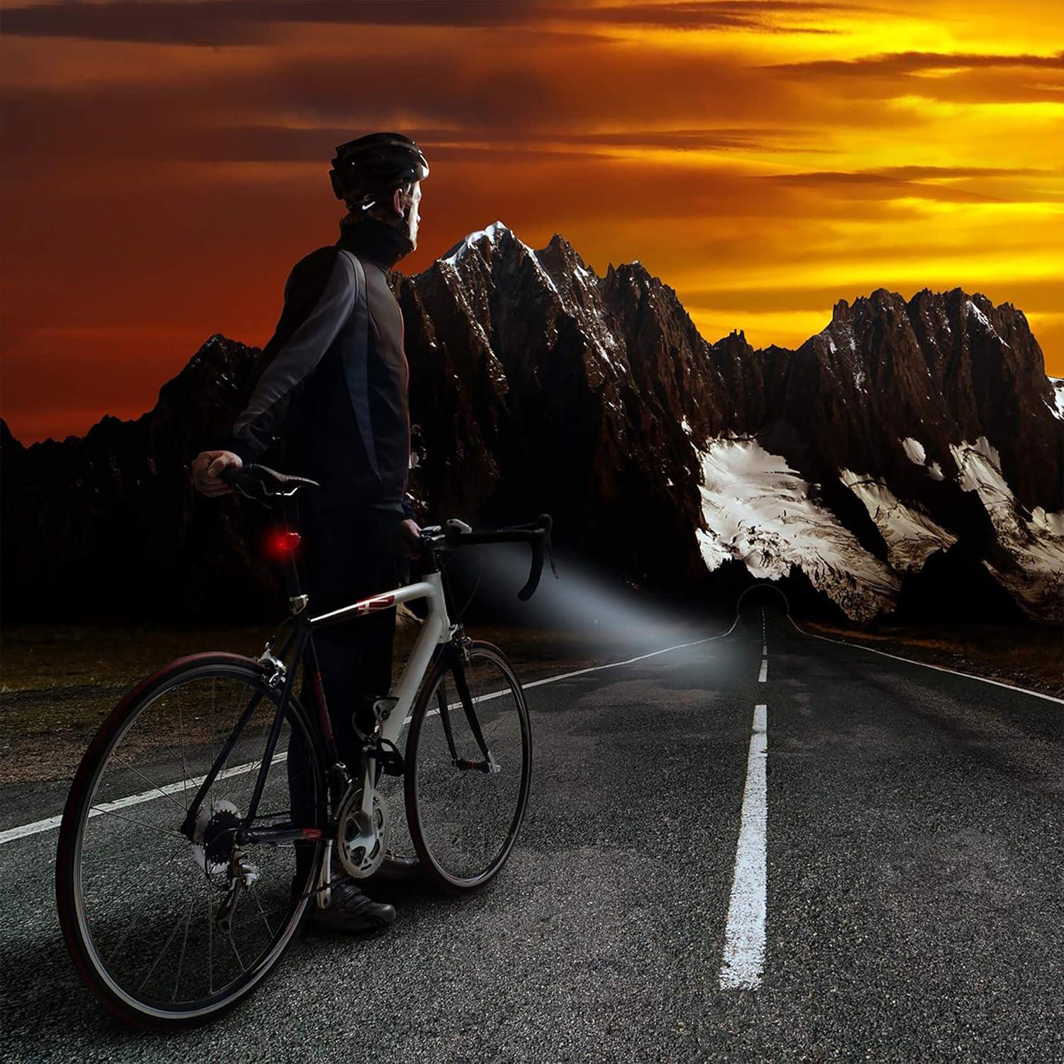 image:imageWakeman Outdoors LED Bicycle Lights Set Water Resistant Bike Front Headlight and Back Tail Light with 5 Flashing Red Light Modes for Biking Safety