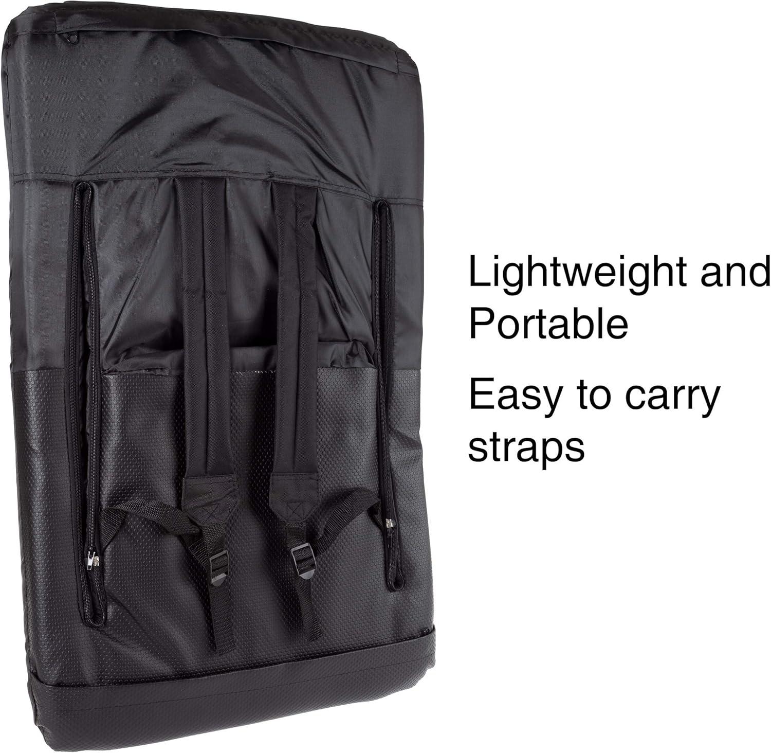 image:imageWakeman Outdoors Stadium Seat Chair Bleacher Cushion with Padded Back Support Armrests 6 Reclining Positions and Portable Backpack Carry Straps Black