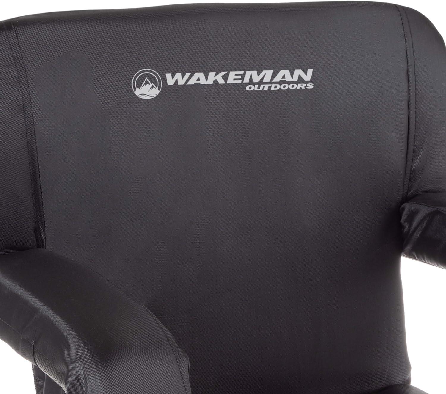 image:imageWakeman Outdoors Stadium Seat Chair Bleacher Cushion with Padded Back Support Armrests 6 Reclining Positions and Portable Backpack Carry Straps Black