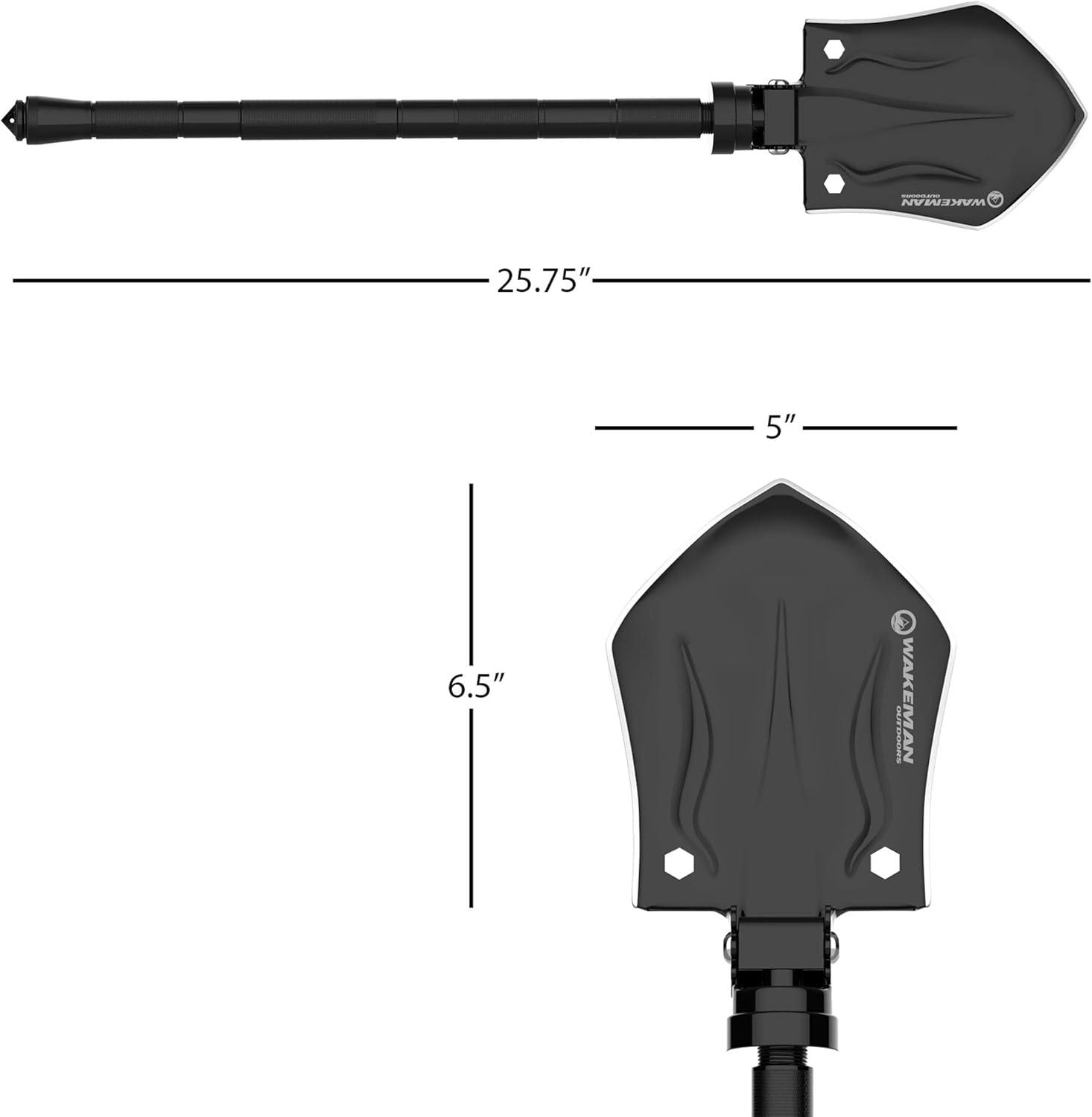 image:imageWakeman Outdoors Tactical Utility Shovel Compact Folding Survival Metal Spade Multitool for Camping Hunting and Hiking with Nylon Carrying Bag