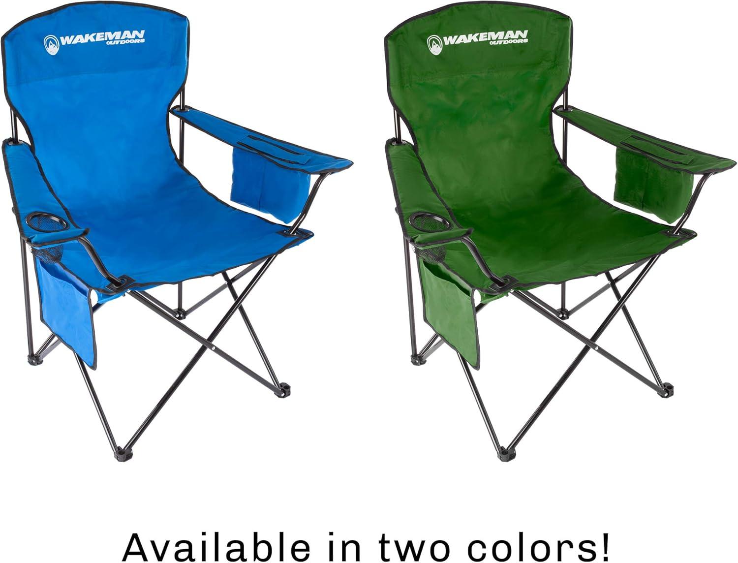 image:imageWakeman Oversized Camp Chair300lb Capacity Big Tall Quad Seat with Cup Holder Cooler Carry Bag for Tailgating Camping Fishing Outdoors Blue