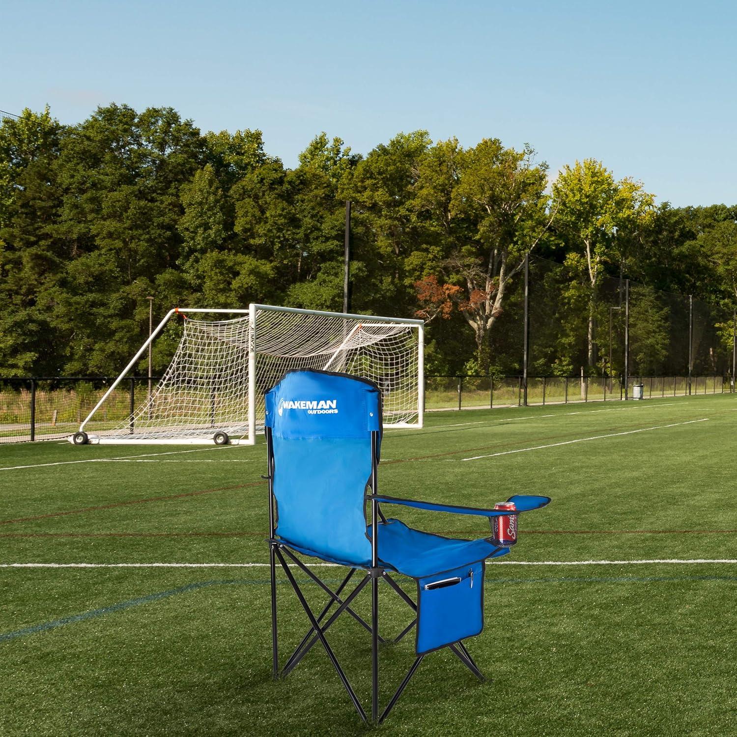 image:imageWakeman Oversized Camp Chair300lb Capacity Big Tall Quad Seat with Cup Holder Cooler Carry Bag for Tailgating Camping Fishing Outdoors Blue