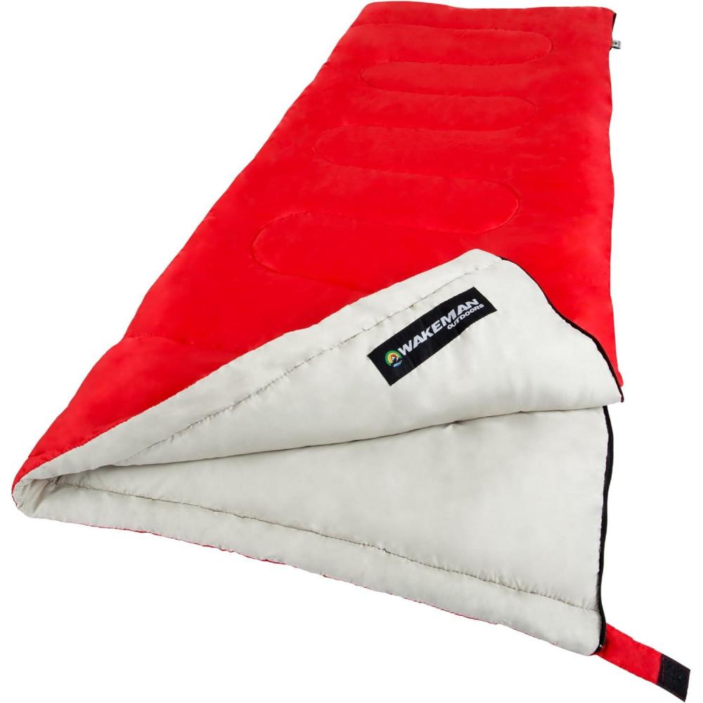 image:imageSleeping Bag 2Season with Carrying Bag for Adults and Kids Spirit Lake Sleeping Bag for Camping and Festivals by Wakeman Outdoors Red