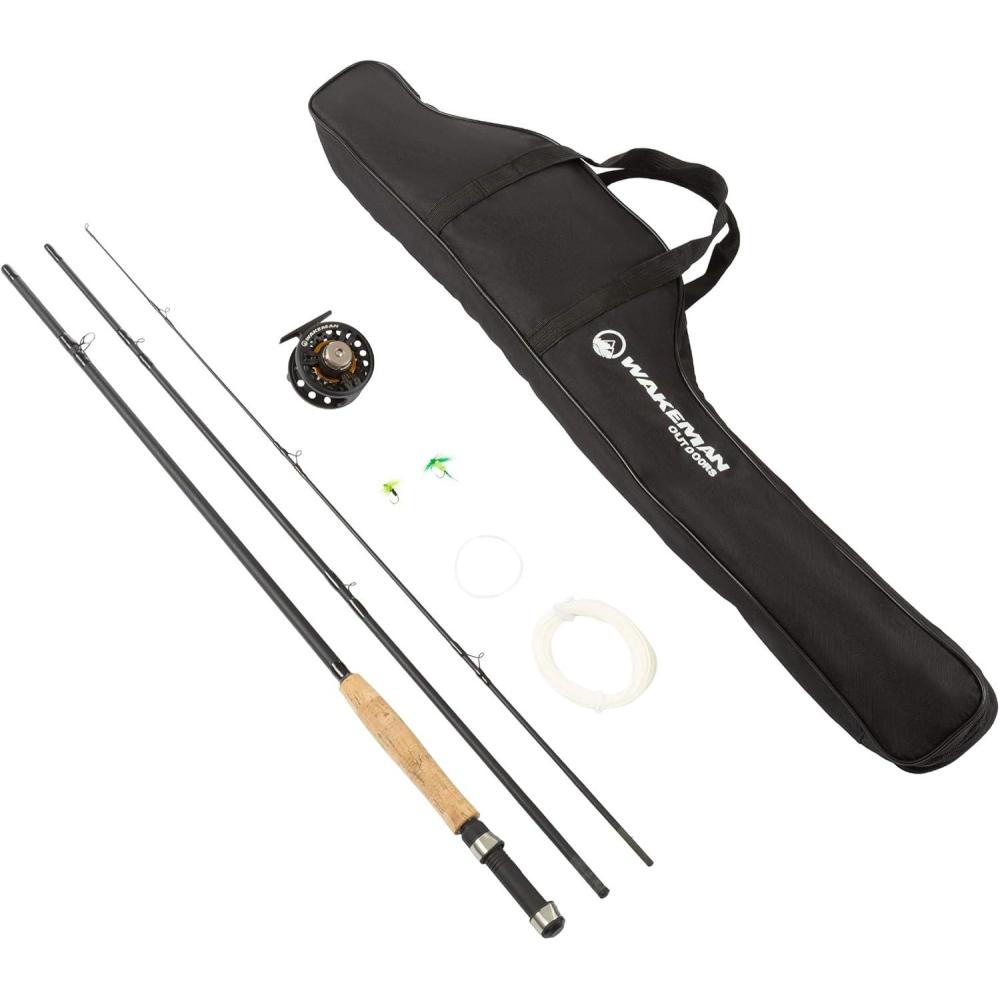 image:imageWakeman Outdoors Fly Fishing Rod amp Reel Combo Starter Kit with Case and AccessoriesCompact Collapsible Kit 97inch