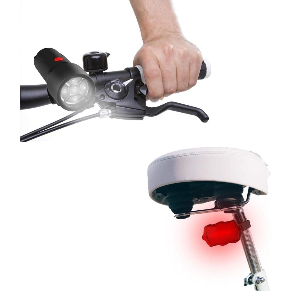image:imageWakeman Outdoors LED Bicycle Lights Set Water Resistant Bike Front Headlight and Back Tail Light with 5 Flashing Red Light Modes for Biking Safety