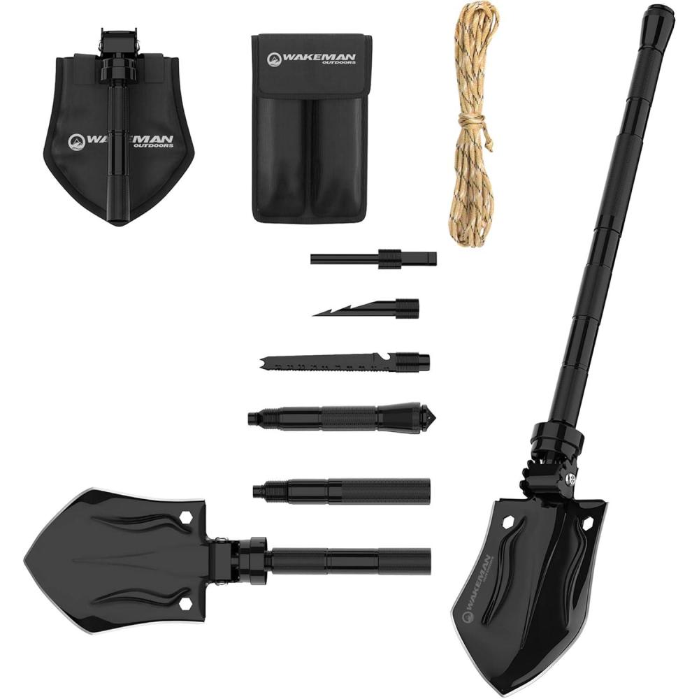 image:imageWakeman Outdoors Tactical Utility Shovel Compact Folding Survival Metal Spade Multitool for Camping Hunting and Hiking with Nylon Carrying Bag