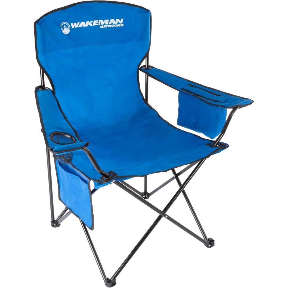 image:imageWakeman Oversized Camp Chair300lb Capacity Big Tall Quad Seat with Cup Holder Cooler Carry Bag for Tailgating Camping Fishing Outdoors Blue