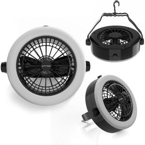 image:image2In1 Camping Lantern with Fan  Portable Camping Light with 12 Bright LED Bulbs USB and Rechargeable Battery by Wakeman
