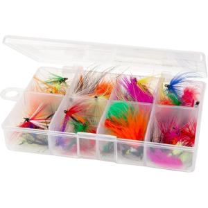 image:imageFly Fishing Lures Brightly Colored Assorted Dry Insect Flies Fishing Equipment for Catch and Release in Organizer Tool Box by Wakeman Outdoors