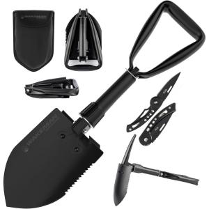 image:imageFolding Multitool Shovel Pickaxe and Saw with Included Pocket Knife and Carry Bag Survival Tool Camping Hiking and Emergency by Wakeman Outdoors