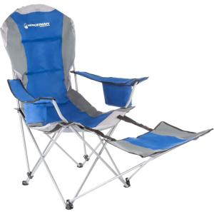 image:imageHome Camping Chair with Footrest  300lb Capacity Recliner with Cup Holder and Cooler Pouch  Foldable Chair for Tailgating by Wakeman Outdoors BlueBlue