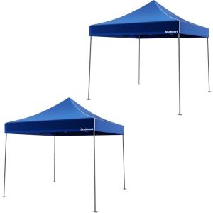 image:imagePopUp Canopy Set  Set of 2 WaterResistant Outdoor Party Tents with Instant SetUp and Portable Carry Bag  10x10 Sun Shelter by Stalwart RedBlue