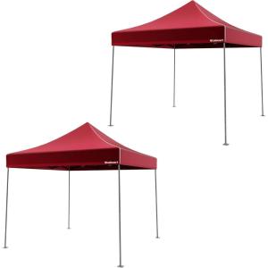 image:imagePopUp Canopy Set  Set of 2 WaterResistant Outdoor Party Tents with Instant SetUp and Portable Carry Bag  10x10 Sun Shelter by Stalwart RedRed