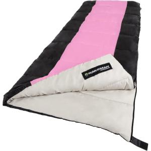 image:imageSleeping Bag  3 Season Warm and Cool Weather Sleeping Bags for Adults Teens and Kids  Lightweight Compact Spring Summer Fall Camping Sleeping Bag  Camping Essentials by WakemanPink