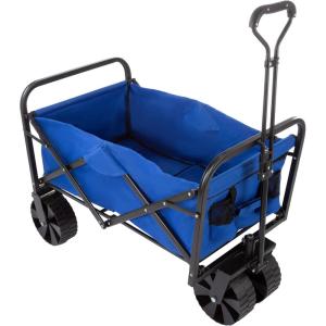 image:imageWakeman Outdoors Folding Wagon  Collapsible AllTerrain Utility Pull Cart with Telescoping Handle for Camping Beach Sports or Grocery ShoppingJumbo Wheels
