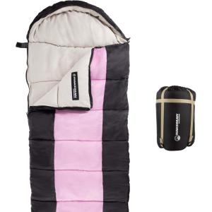 image:imageWakeman Outdoors Sleeping Bag  35F Rated 3 Season Envelope Style with Hood for Outdoor Camping Backpacking and Hiking with Carry Bag NavyPinkBlack