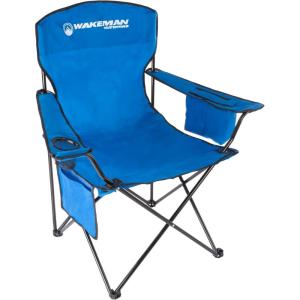 image:imageWakeman Oversized Camp Chair300lb Capacity Big Tall Quad Seat with Cup Holder Cooler Carry Bag for Tailgating Camping Fishing Outdoors Blue